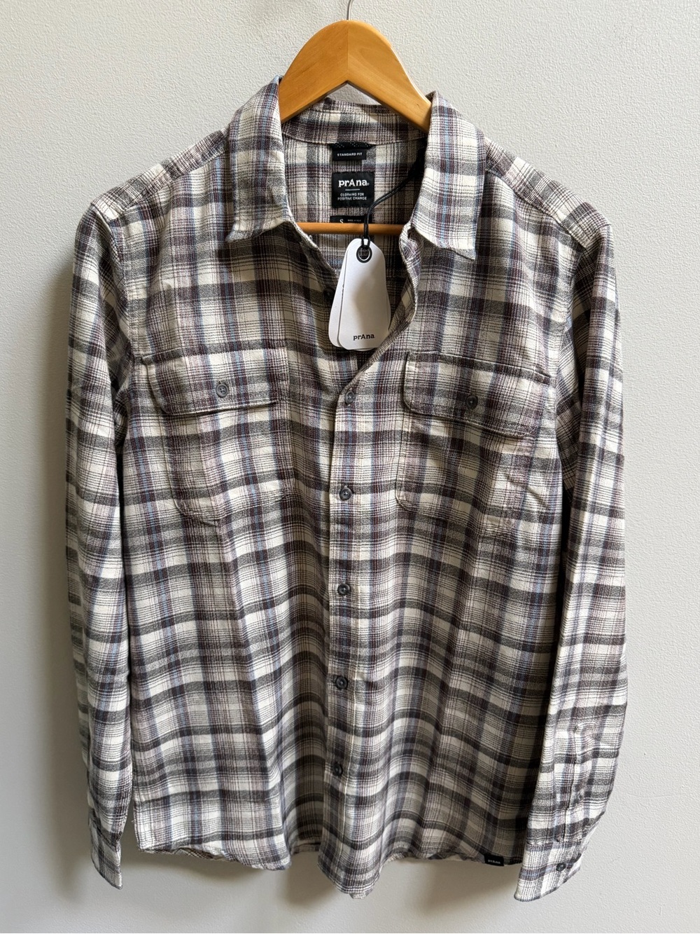 NEW prAna Edgewater Plaid Flannel Shirt Organic Cotton Outdoor Trail‎